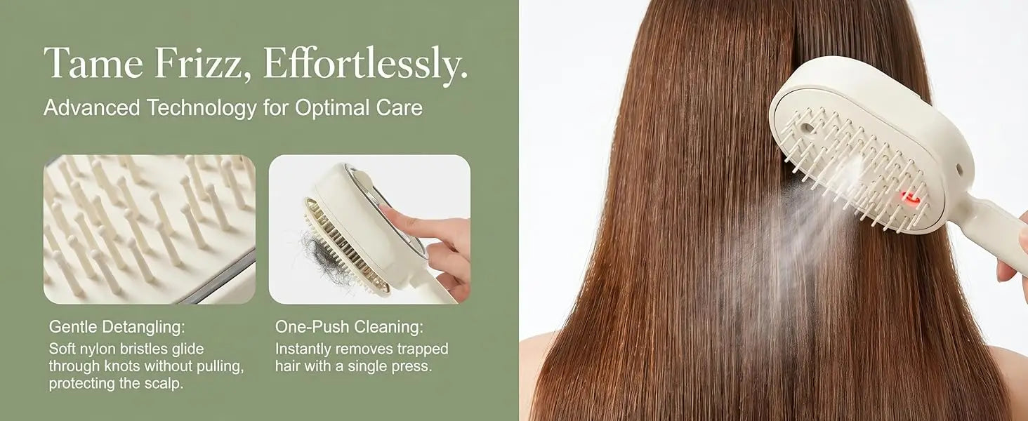 Electric steam comb with spray massage function, 2026. Reduces frizz and prevents static electricity