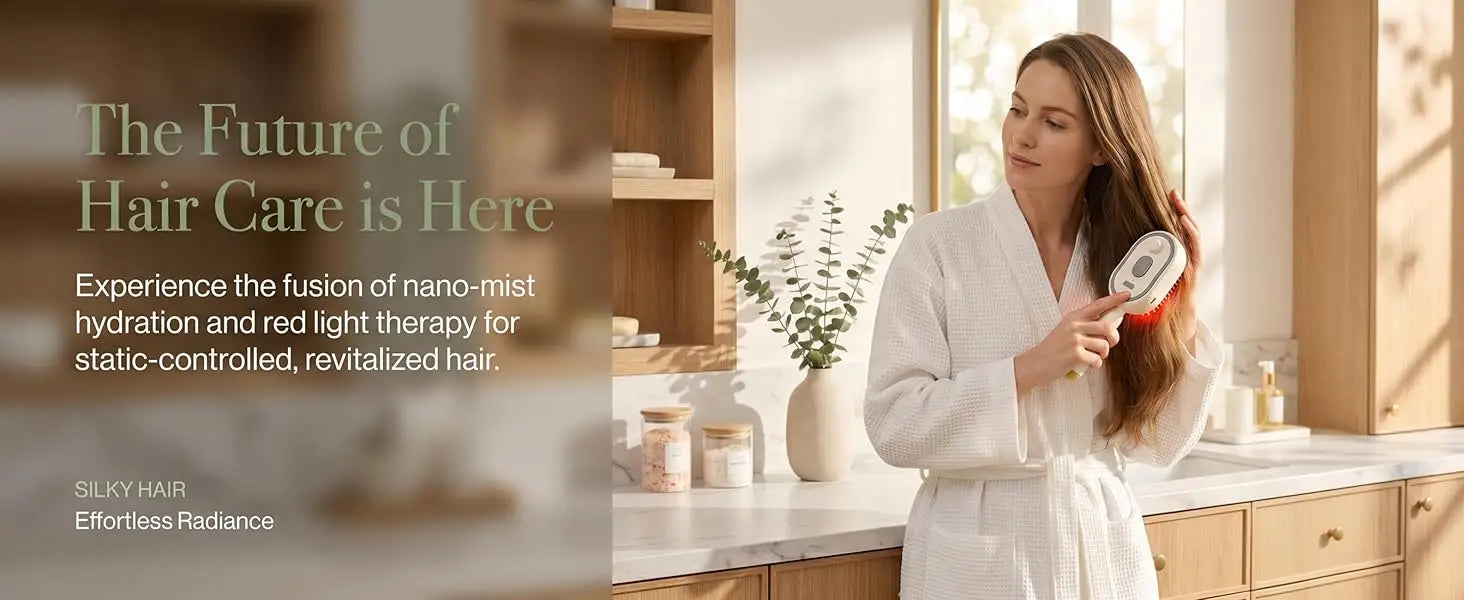 Electric steam comb with spray massage function, 2026. Reduces frizz and prevents static electricity